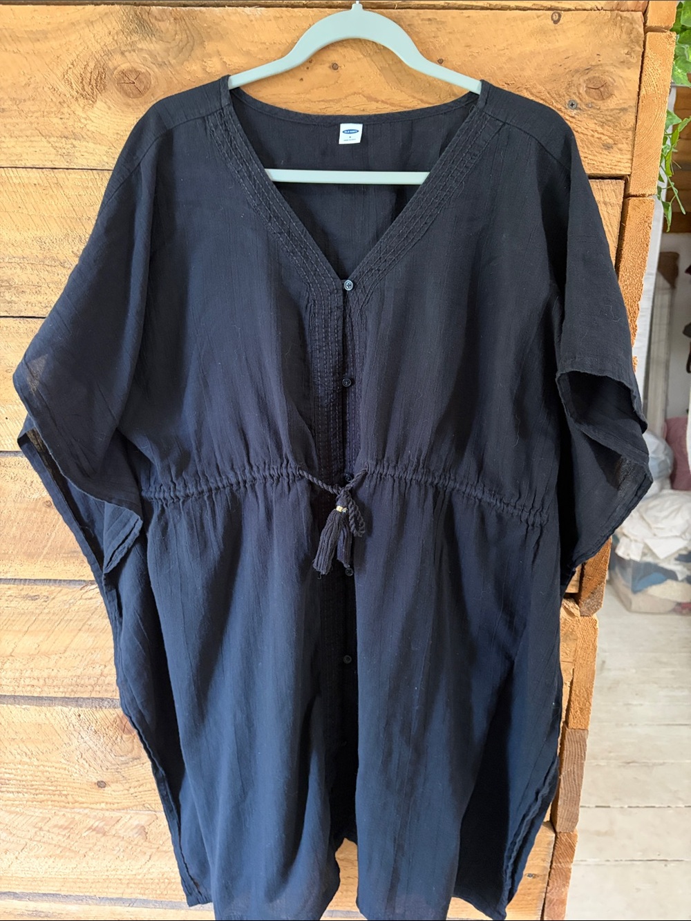 Old Navy Black Women's Swim Coverup Tunic with Drawstring